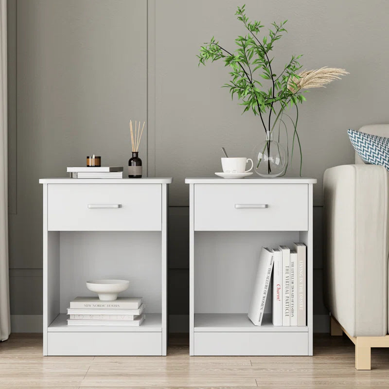 Ignacio 23.6" H 17.7" W Mid-Century Modern Wood Nightstand Sets, 1-Drawer with Storage