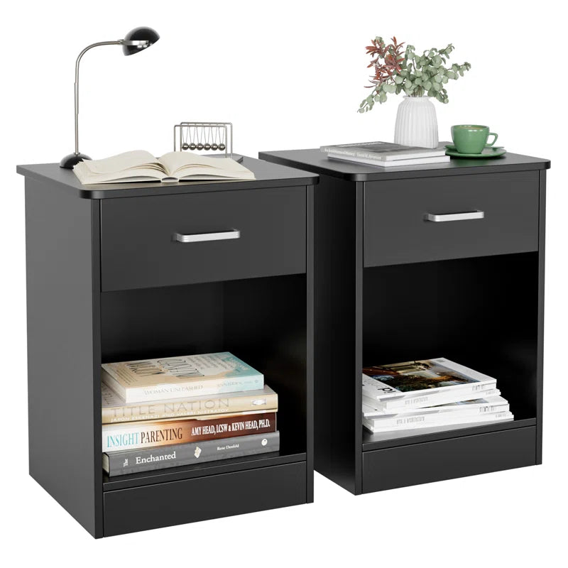 Ignacio 23.6" H 17.7" W Mid-Century Modern Wood Nightstand Sets, 1-Drawer with Storage