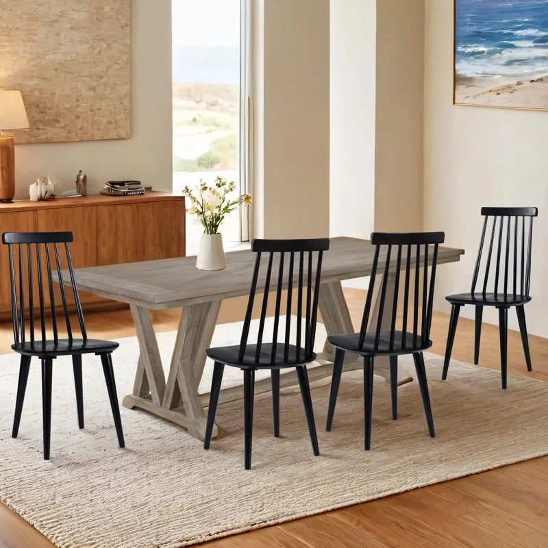 Izidora Solid Wood Windsor Back Traditional Style Dining Side Chair (Set of 4)