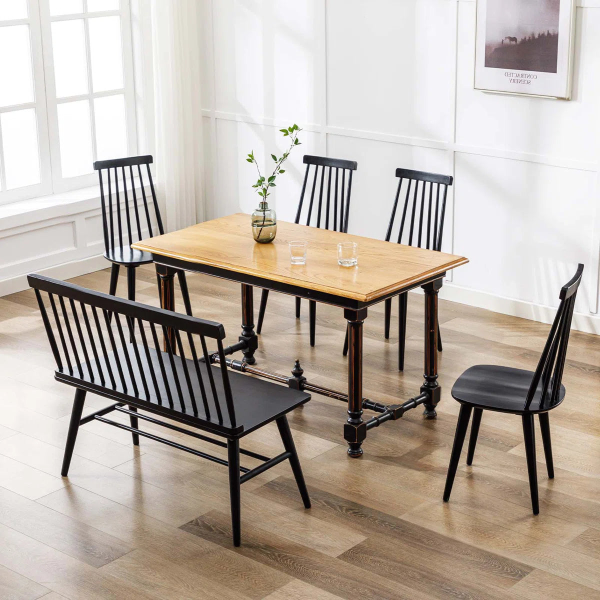 Izidora Solid Wood Windsor Back Traditional Style Dining Side Chair (Set of 4)
