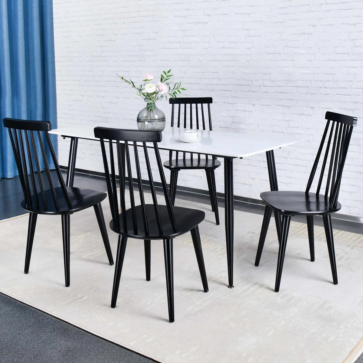 Izidora Solid Wood Windsor Back Traditional Style Dining Side Chair (Set of 4)
