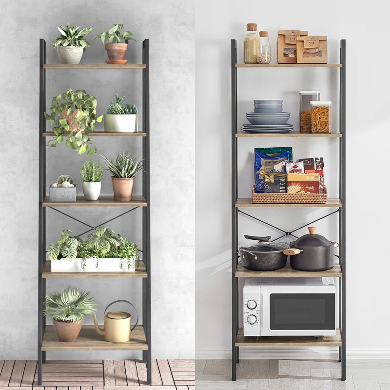 Jabari 67.9" H x 22" W Metal Ladder Bookcase