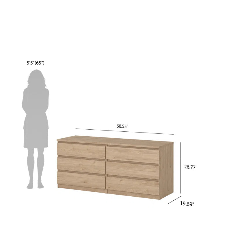 Jada 6 Drawer 60.5" W Double Dresser