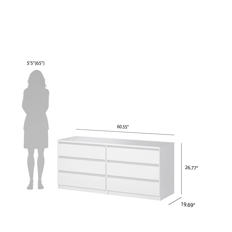 Jada 6 Drawer 60.5" W Double Dresser