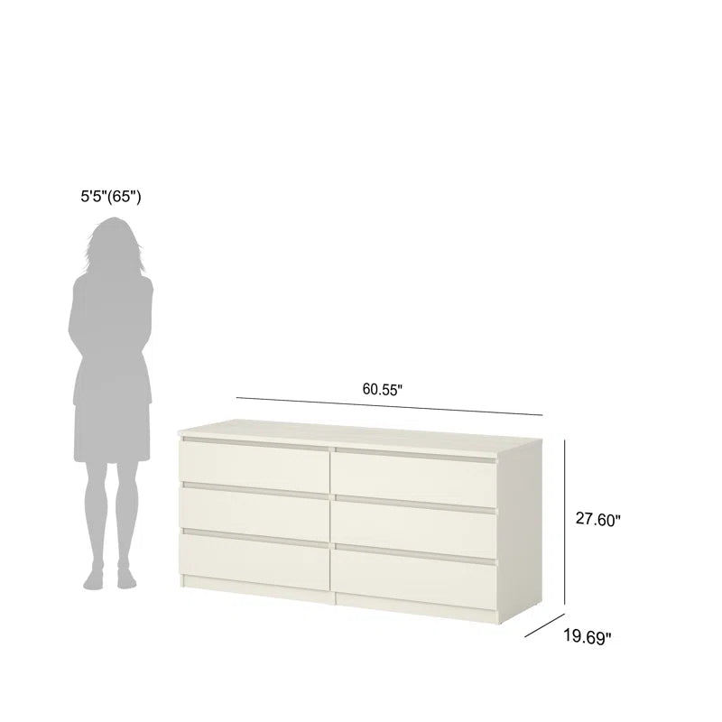 Jada 6 Drawer 60.5" W Double Dresser