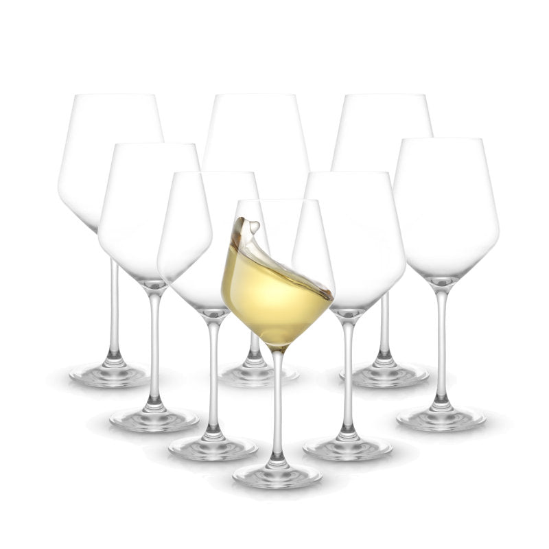 JoyJolt Layla Stemmed White Wine Glasses, Set of 8, 13.5oz (Set of 8)