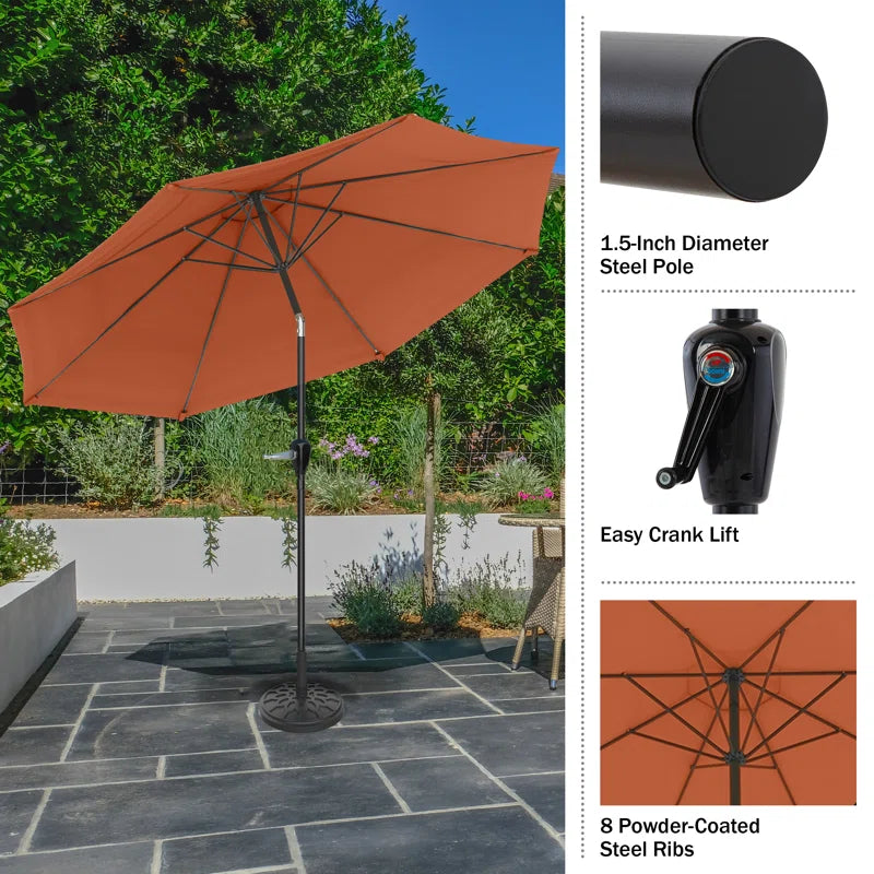 Kelton Patio Umbrella with Auto Tilt - 10' Easy Crank Outdoor Umbrella with Vented Canopy for Deck, Balcony, Porch, Backyard, or Pool by Pure Garden