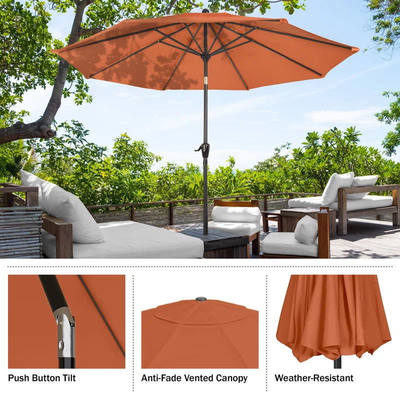 Kelton Patio Umbrella with Auto Tilt - 10' Easy Crank Outdoor Umbrella with Vented Canopy for Deck, Balcony, Porch, Backyard, or Pool by Pure Garden