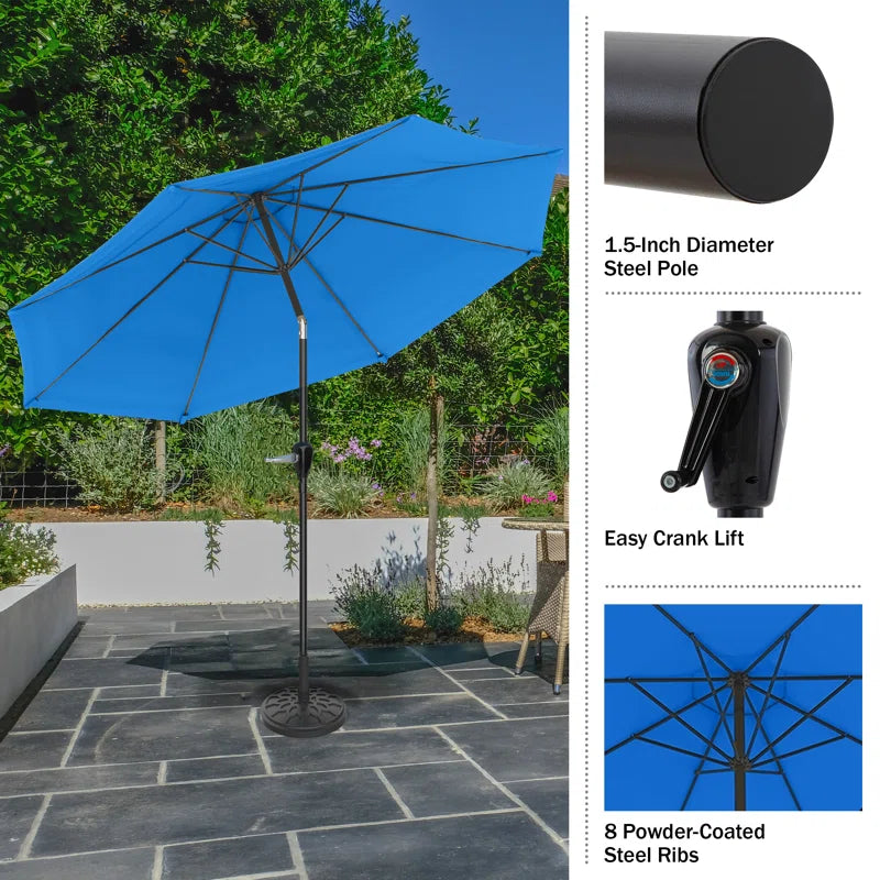 Kelton Patio Umbrella with Auto Tilt - 10' Easy Crank Outdoor Umbrella with Vented Canopy for Deck, Balcony, Porch, Backyard, or Pool by Pure Garden