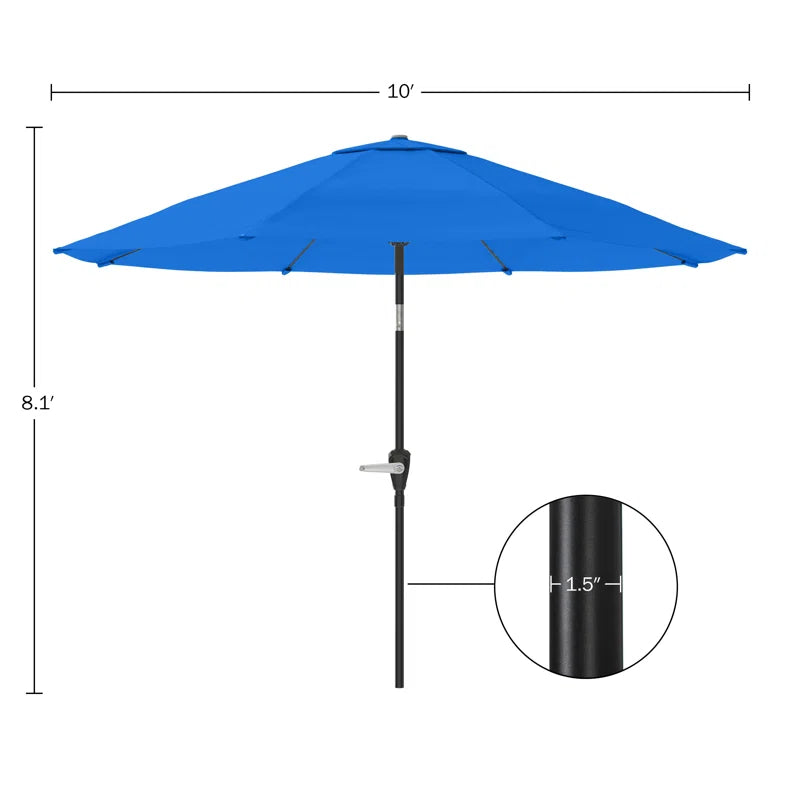 Kelton Patio Umbrella with Auto Tilt - 10' Easy Crank Outdoor Umbrella with Vented Canopy for Deck, Balcony, Porch, Backyard, or Pool by Pure Garden