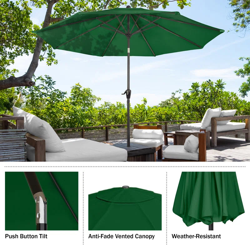 Kelton Patio Umbrella with Auto Tilt - 10' Easy Crank Outdoor Umbrella with Vented Canopy for Deck, Balcony, Porch, Backyard, or Pool by Pure Garden