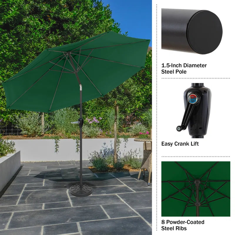Kelton Patio Umbrella with Auto Tilt - 10' Easy Crank Outdoor Umbrella with Vented Canopy for Deck, Balcony, Porch, Backyard, or Pool by Pure Garden