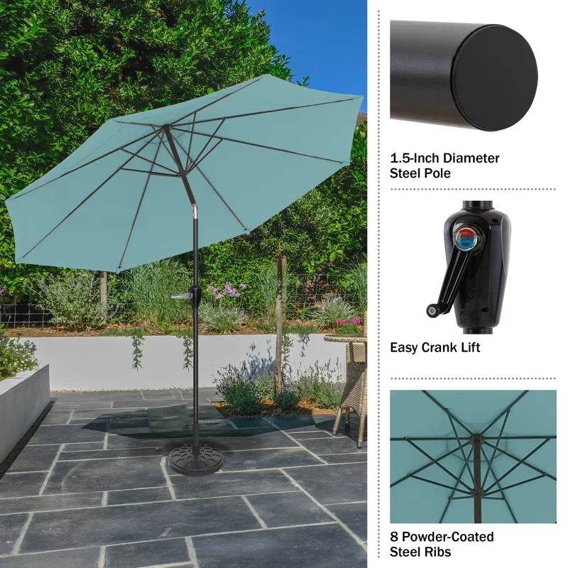 Kelton Patio Umbrella with Auto Tilt - 10' Easy Crank Outdoor Umbrella with Vented Canopy for Deck, Balcony, Porch, Backyard, or Pool by Pure Garden