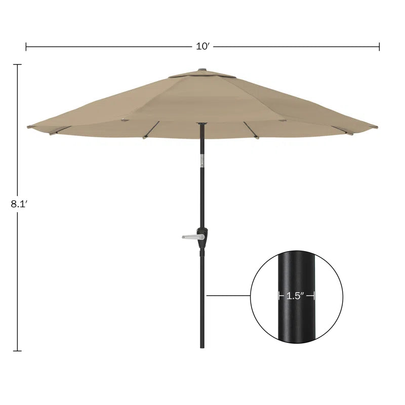 Kelton Patio Umbrella with Auto Tilt - 10' Easy Crank Outdoor Umbrella with Vented Canopy for Deck, Balcony, Porch, Backyard, or Pool by Pure Garden