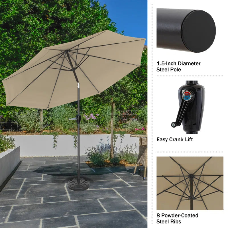 Kelton Patio Umbrella with Auto Tilt - 10' Easy Crank Outdoor Umbrella with Vented Canopy for Deck, Balcony, Porch, Backyard, or Pool by Pure Garden