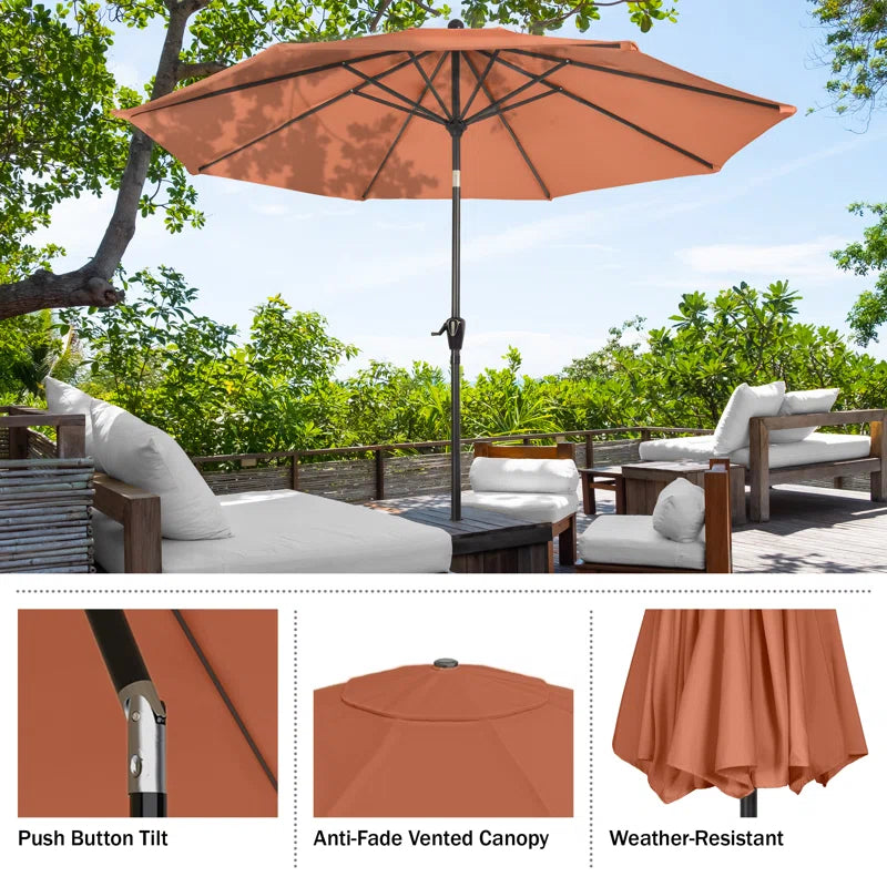 Kelton Patio Umbrella with Auto Tilt - 10' Easy Crank Outdoor Umbrella with Vented Canopy for Deck, Balcony, Porch, Backyard, or Pool by Pure Garden