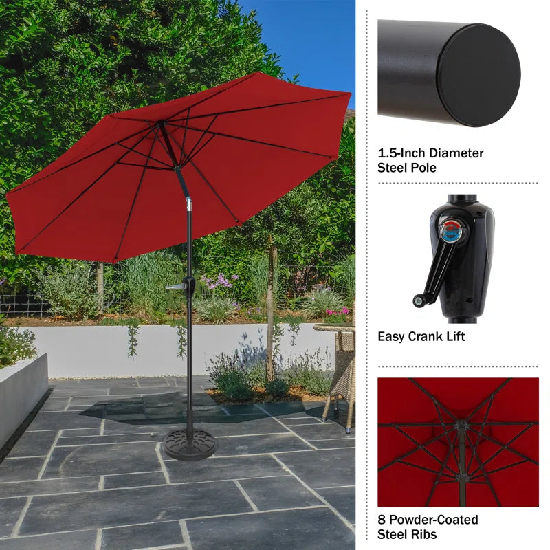 Kelton Patio Umbrella with Auto Tilt - 10' Easy Crank Outdoor Umbrella with Vented Canopy for Deck, Balcony, Porch, Backyard, or Pool by Pure Garden