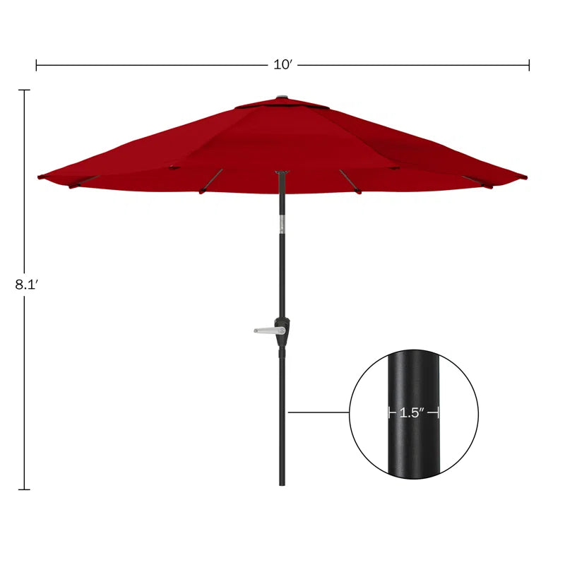 Kelton Patio Umbrella with Auto Tilt - 10' Easy Crank Outdoor Umbrella with Vented Canopy for Deck, Balcony, Porch, Backyard, or Pool by Pure Garden