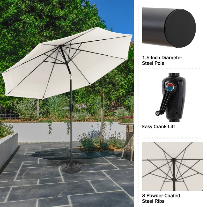 Kelton Patio Umbrella with Auto Tilt - 10' Easy Crank Outdoor Umbrella with Vented Canopy for Deck, Balcony, Porch, Backyard, or Pool by Pure Garden