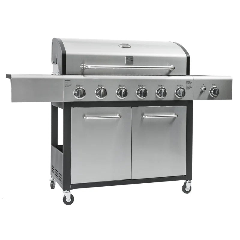 Kenmore 6 - Burner Free Standing Liquid Propane 73000 BTU Gas Grill with Side Burner and Cabinet