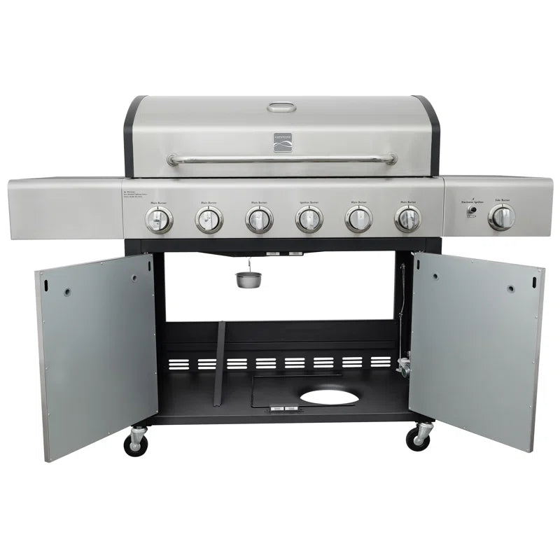 Kenmore 6 - Burner Free Standing Liquid Propane 73000 BTU Gas Grill with Side Burner and Cabinet