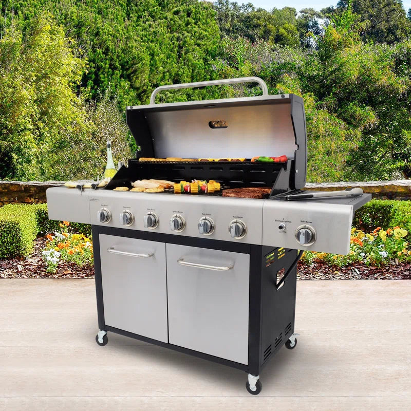 Kenmore 6 - Burner Free Standing Liquid Propane 73000 BTU Gas Grill with Side Burner and Cabinet
