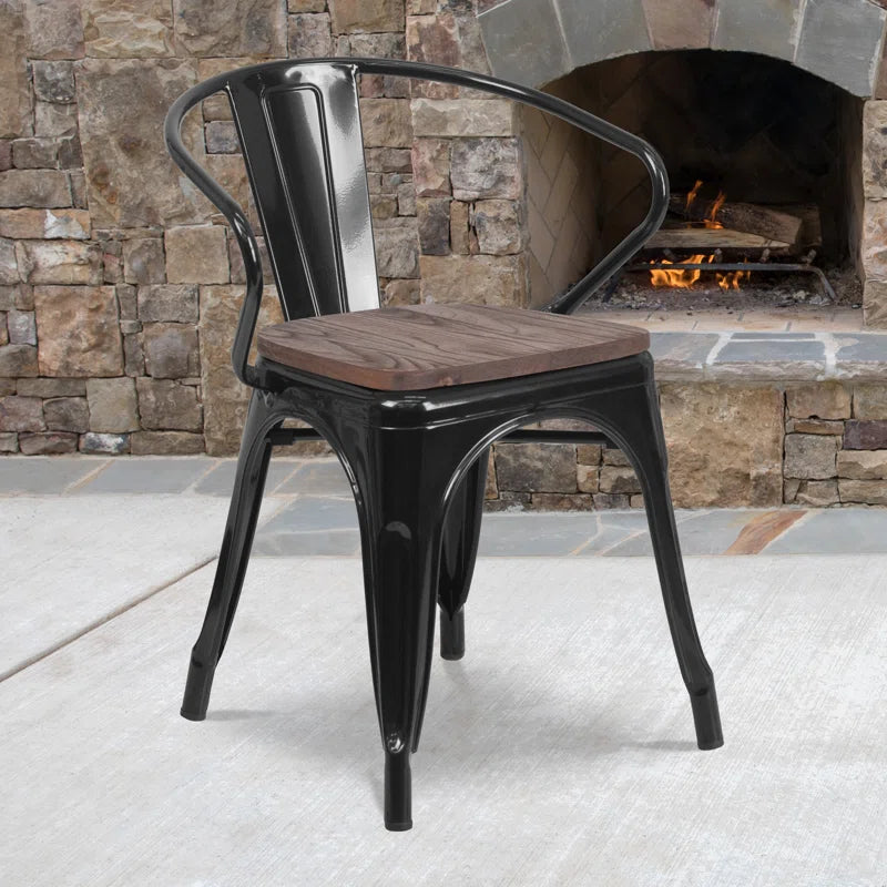 Kesterson Metal Chair with Wood Seat and Arms
