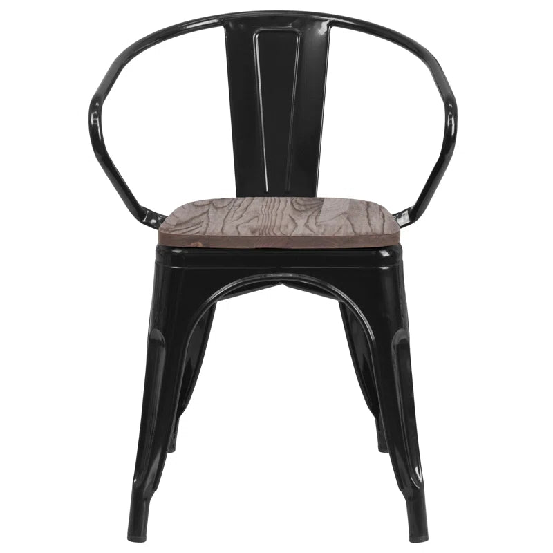 Kesterson Metal Chair with Wood Seat and Arms