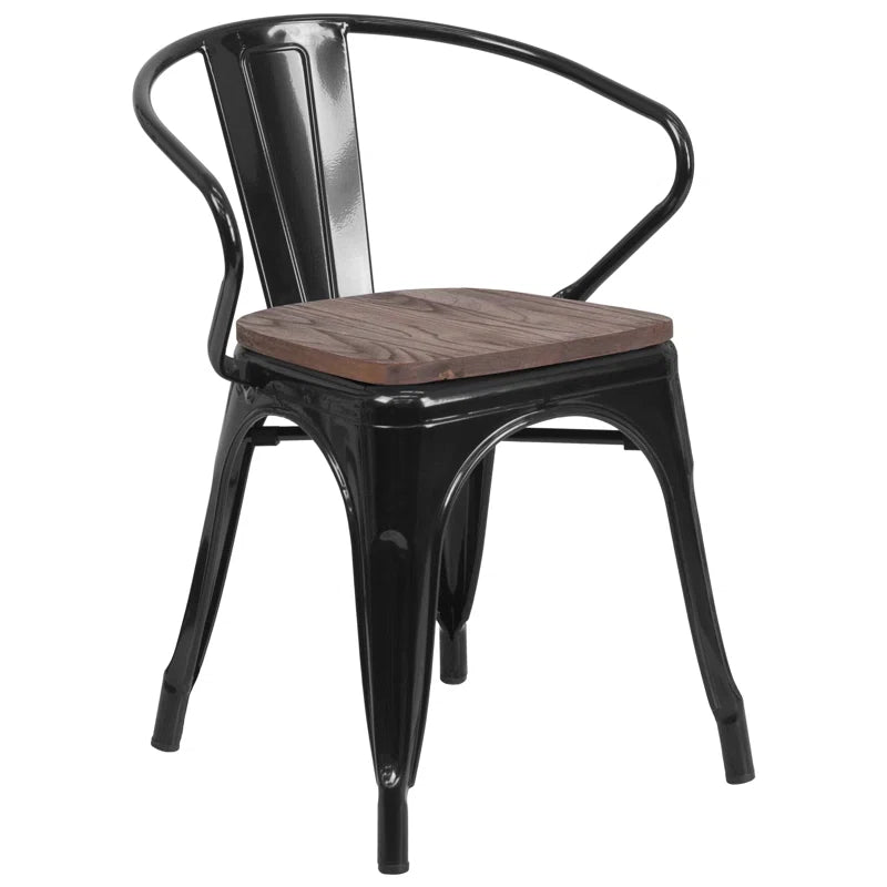 Kesterson Metal Chair with Wood Seat and Arms