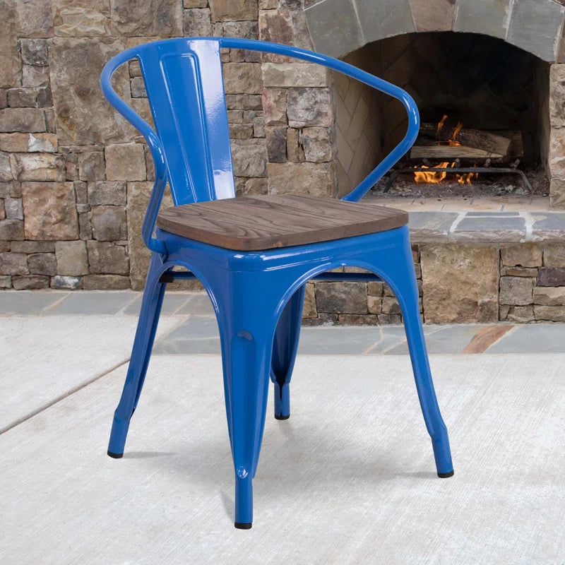 Kesterson Metal Chair with Wood Seat and Arms