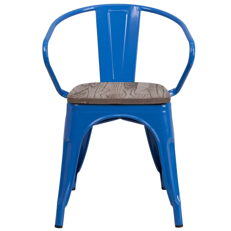 Kesterson Metal Chair with Wood Seat and Arms
