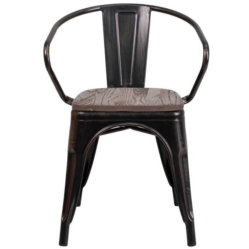 Kesterson Metal Chair with Wood Seat and Arms