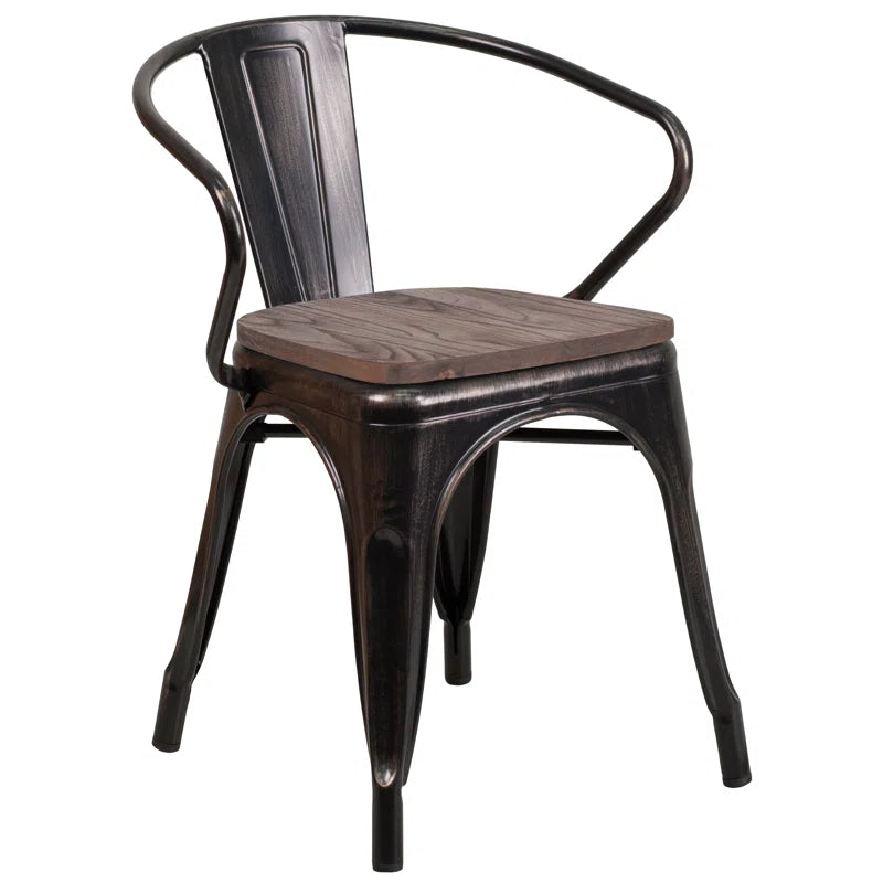 Kesterson Metal Chair with Wood Seat and Arms