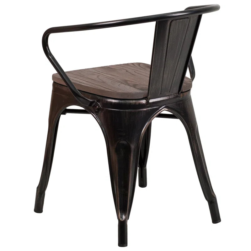 Kesterson Metal Chair with Wood Seat and Arms