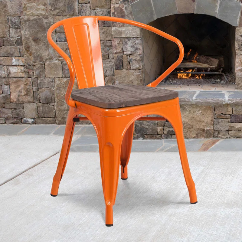 Kesterson Metal Chair with Wood Seat and Arms