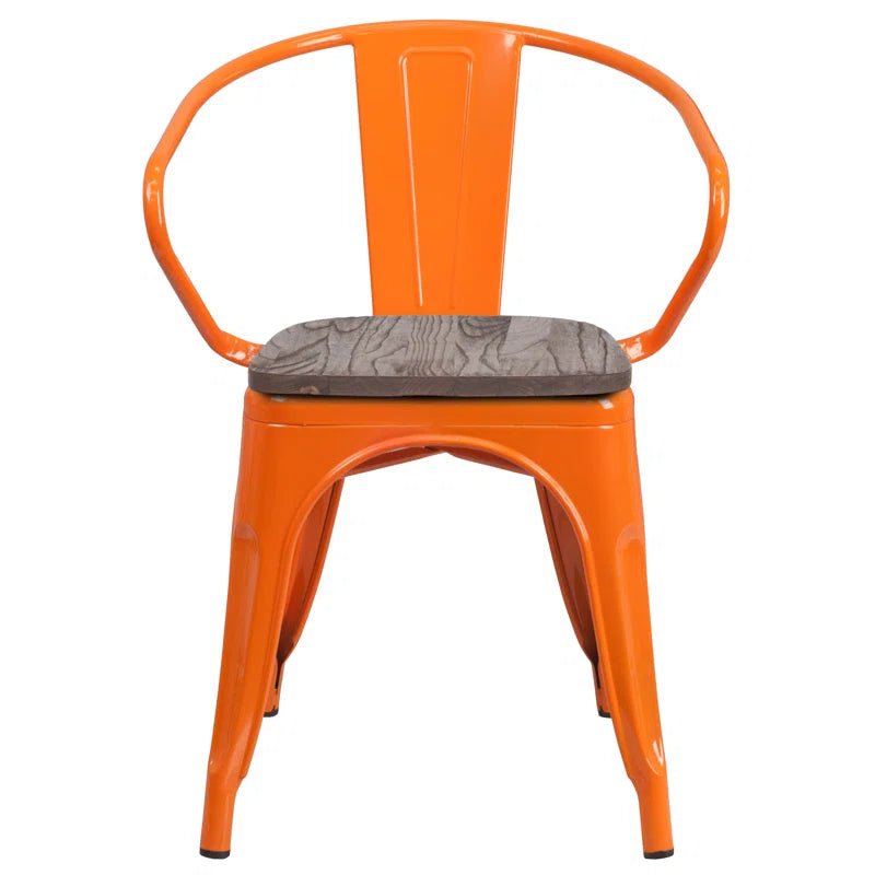 Kesterson Metal Chair with Wood Seat and Arms