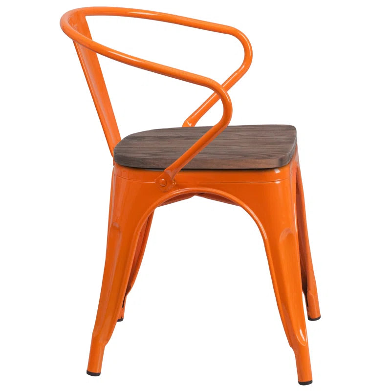 Kesterson Metal Chair with Wood Seat and Arms