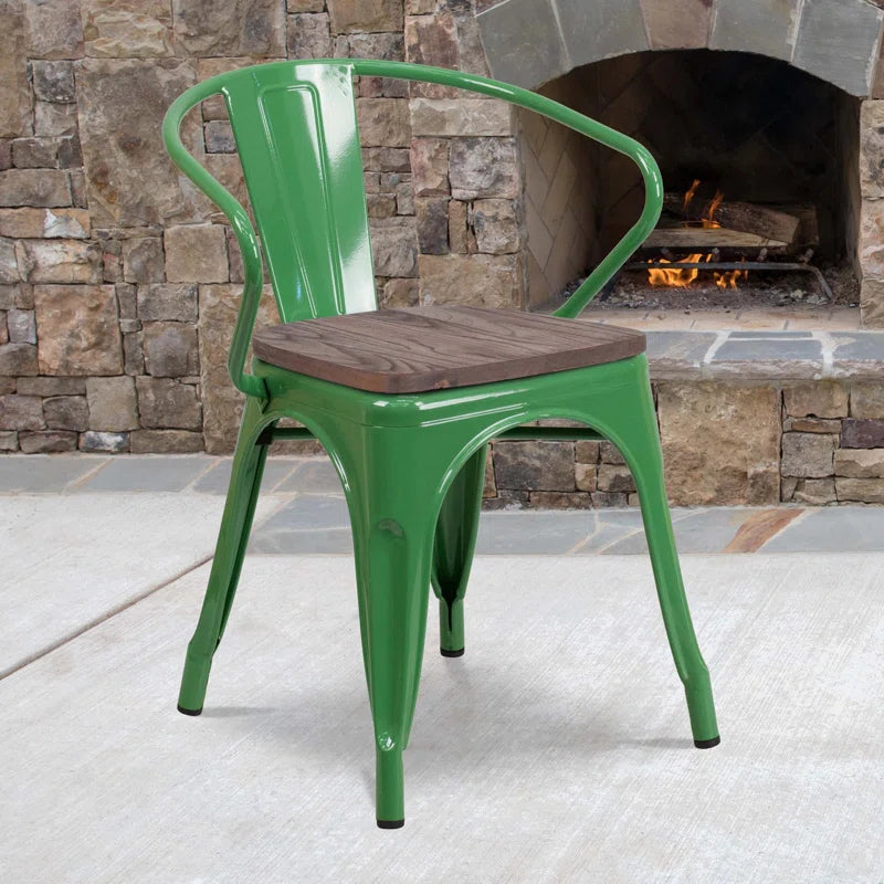 Kesterson Metal Chair with Wood Seat and Arms