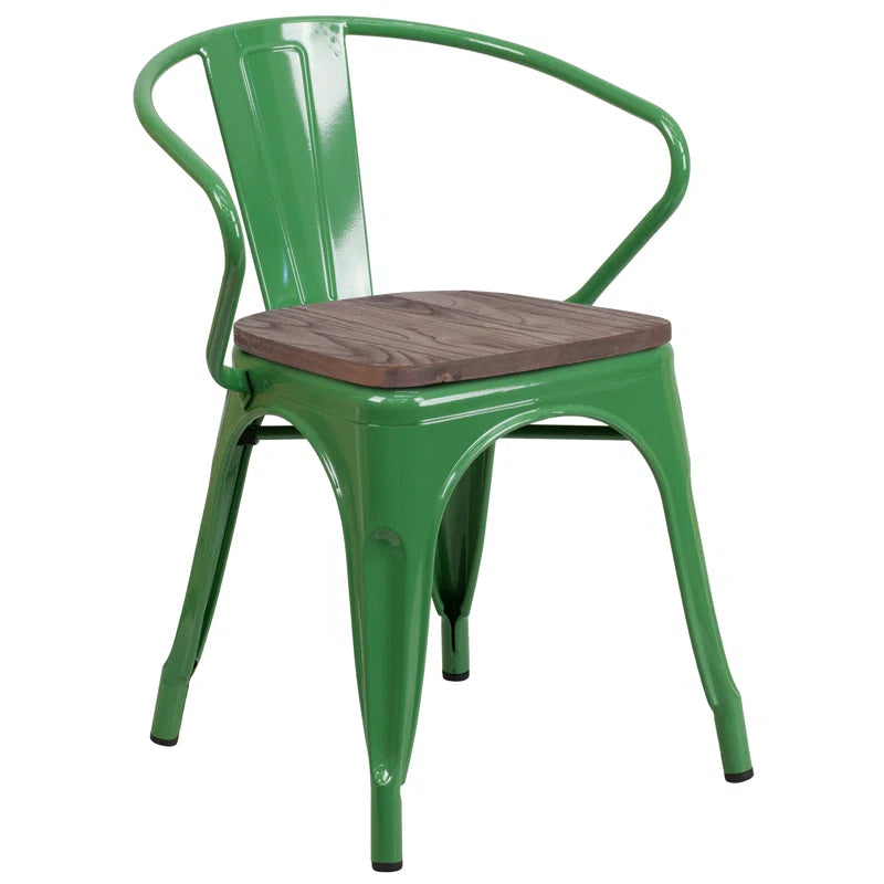 Kesterson Metal Chair with Wood Seat and Arms