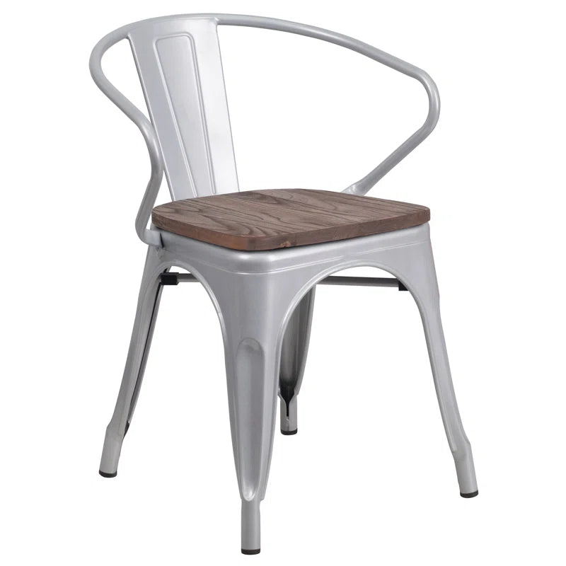 Kesterson Metal Chair with Wood Seat and Arms