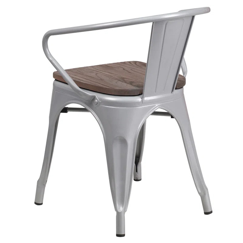 Kesterson Metal Chair with Wood Seat and Arms
