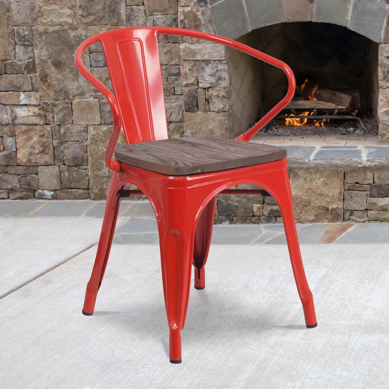 Kesterson Metal Chair with Wood Seat and Arms