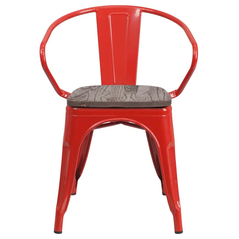 Kesterson Metal Chair with Wood Seat and Arms