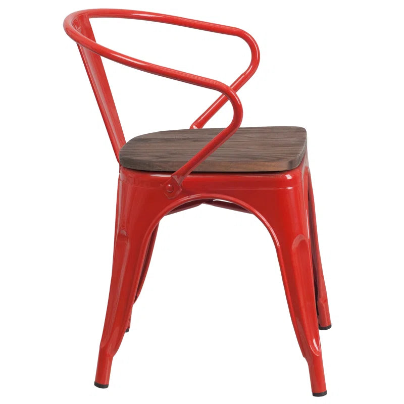 Kesterson Metal Chair with Wood Seat and Arms