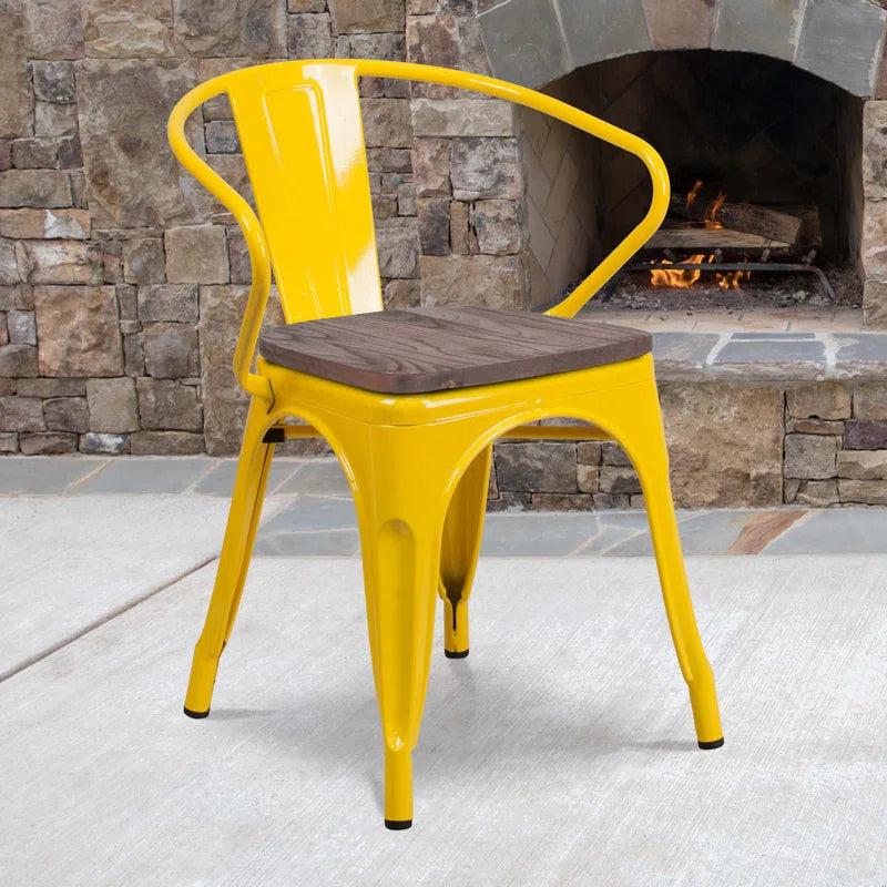 Kesterson Metal Chair with Wood Seat and Arms