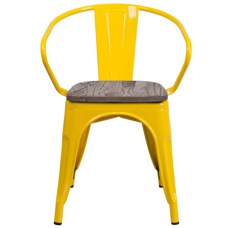 Kesterson Metal Chair with Wood Seat and Arms