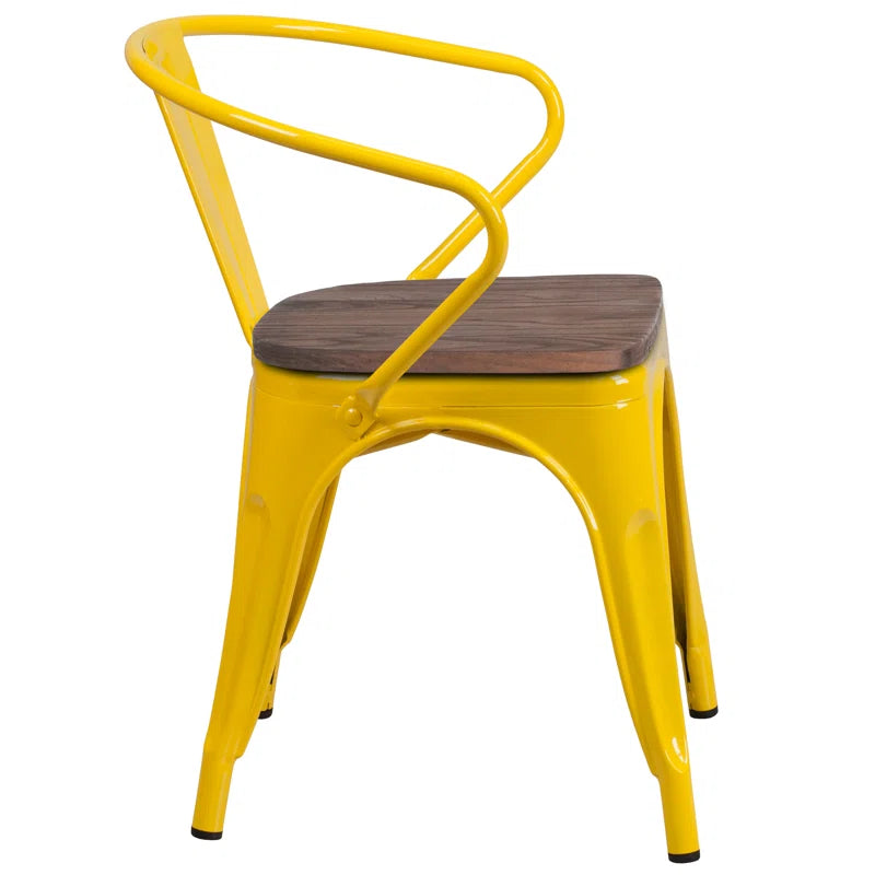 Kesterson Metal Chair with Wood Seat and Arms