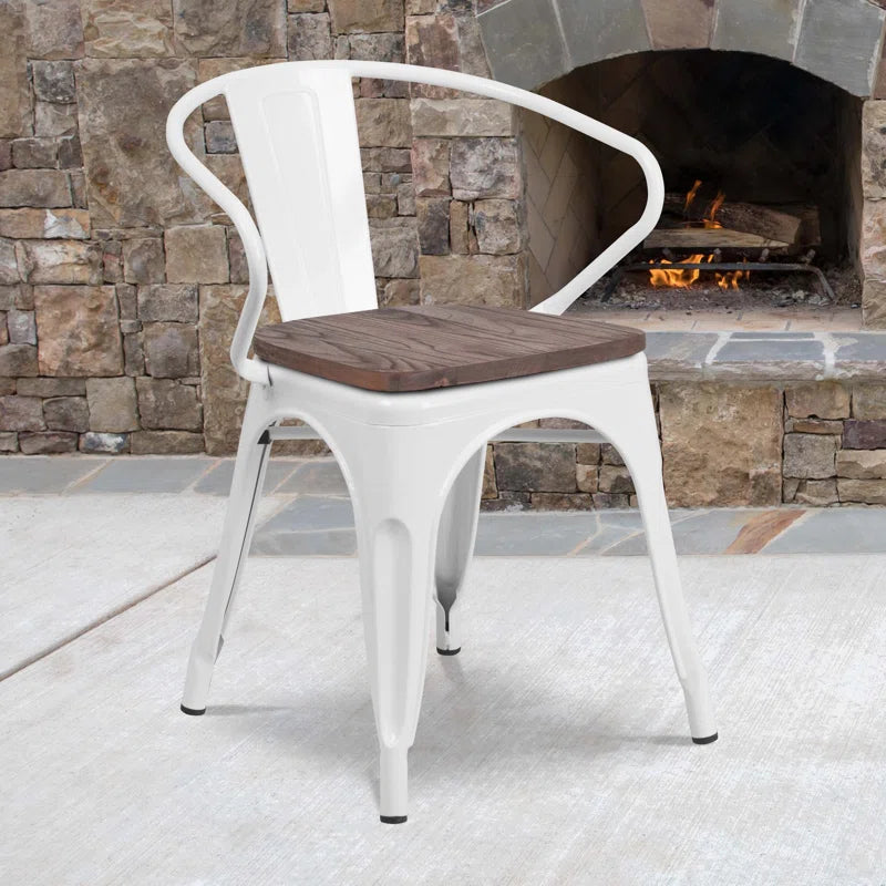 Kesterson Metal Chair with Wood Seat and Arms