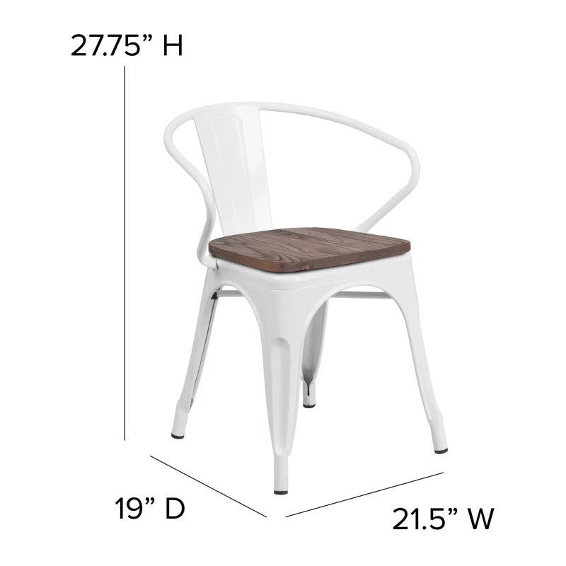 Kesterson Metal Chair with Wood Seat and Arms