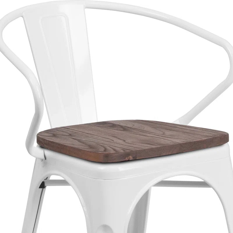 Kesterson Metal Chair with Wood Seat and Arms